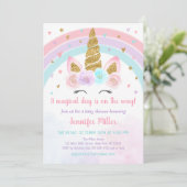 Eenhoorn Rainbow Pastel Baby shower Kaart (Staand voorkant)