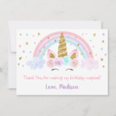 Eenhoorn Rainbow Pink Gold Dank u Bedankkaart (Voorkant)