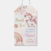 Eenhoorn Rainbow Pink Gold Pastel Verjaardag Cadeaulabel (Voorkant)