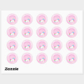 Eenhoorn Rainbow Pink Schattige Meisjes Named Ronde Sticker (Vel)