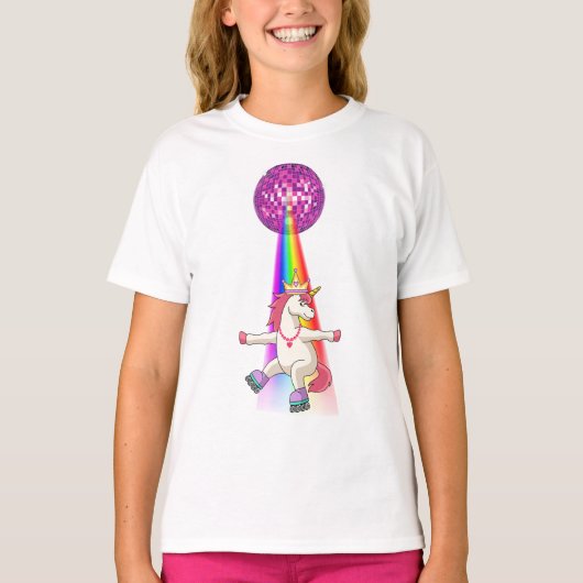 Eenhoorn Rainbow Roller Skater T-shirt (Voorkant)