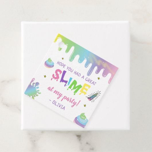 Eenhoorn Rainbow Slime Verjaardag Bedankjes Labels (In situ)