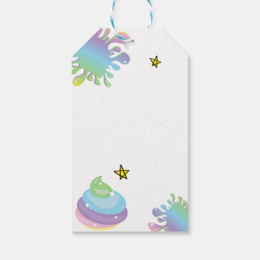 Eenhoorn Rainbow Slime Verjaardag Cadeaulabel (Achterkant)
