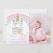 Eenhoorn Rainbow Sparkles Gold Kaart (Voorkant)