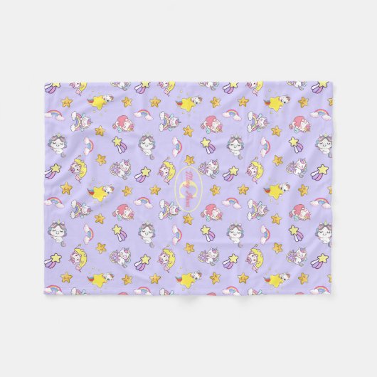 Eenhoorn Rainbow Star Light Paarse gepersonaliseer Fleece Deken (Voorkant (Horizontaal))