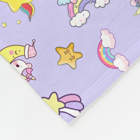 Eenhoorn Rainbow Star Light Paarse gepersonaliseer Fleece Deken (Hoek)