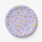 Eenhoorn Rainbow Star Light Paarse thema Papieren Bordje (Voorkant)