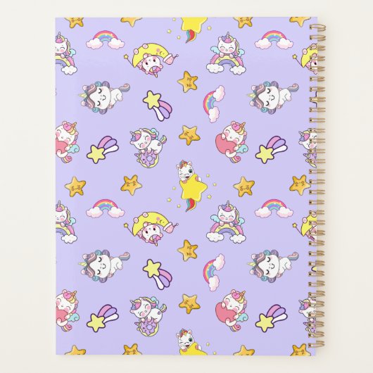 Eenhoorn Rainbow Star Light Paarse thema Planner (Achterkant)
