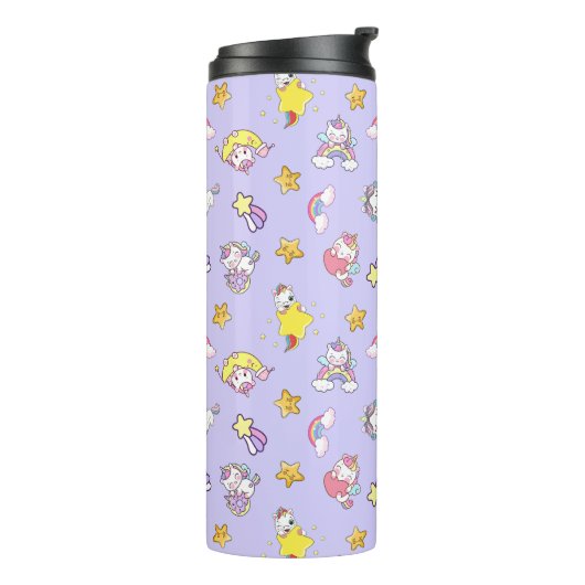 Eenhoorn Rainbow Star Light Paarse thema Thermosbeker (Gedraaid links)