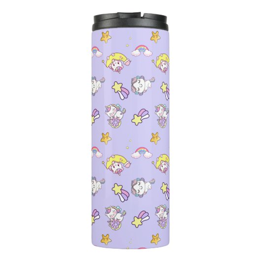 Eenhoorn Rainbow Star Light Paarse thema Thermosbeker (Achterkant)