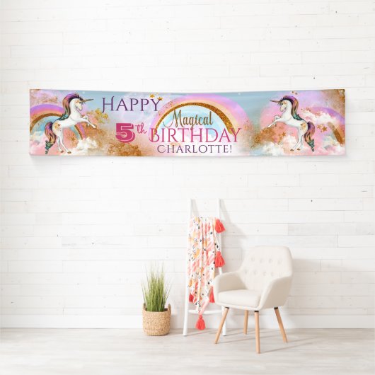 Eenhoorn Rainbow Verjaardagsfeestbanners Spandoek (Insitu)