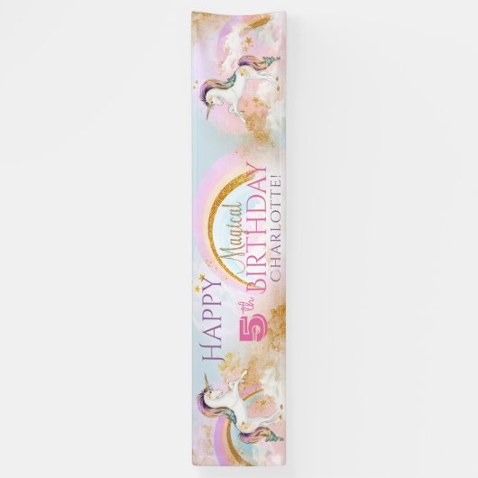 Eenhoorn Rainbow Verjaardagsfeestbanners Spandoek (Verticaal)