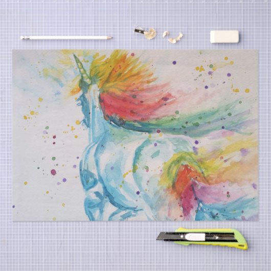 Eenhoorn Rainbow Waterverf schilderij kunstweefsel Tissuepapier (Craft)