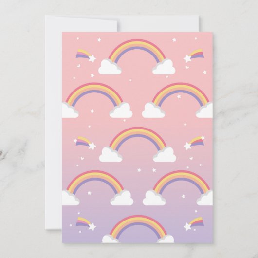 Eenhoorn Rainbows Verjaardagsfeest Roze Sterren Kaart (Achterkant)