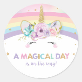 Eenhoorn Regenboog 1e Verjaardag Magie Dank Je Fav Ronde Sticker