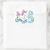 Eenhoorn Regenboog 5e verjaardag Ronde Sticker (Tas)