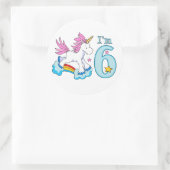 Eenhoorn Regenboog 6e verjaardag Ronde Sticker (Tas)