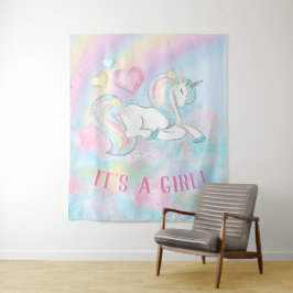 Eenhoorn Regenboog Baby Shower Achtergrond Banner Wandkleed