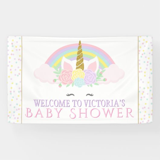Eenhoorn Regenboog Baby shower Banners (Horizontaal)