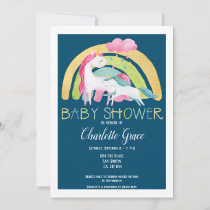 Eenhoorn Regenboog Baby Shower Jongen of Uniseks Aankondiging