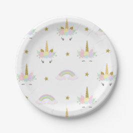 Eenhoorn Regenboog Baby Shower Papieren Borden Bordje