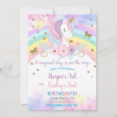 Eenhoorn & regenboog broers en zussen verjaardagsu kaart (Voorkant)