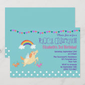 Eenhoorn Regenboog en Wolken Verjaardag Uitnodigen Kaart (Voorkant / Achterkant)