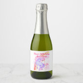 Eenhoorn Regenboog Flamingo Meisjes Verjaardagsfee Sparkling Wijnetiket (Voorkant)