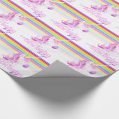 Eenhoorn regenboog gepersonaliseerde nieuwe baby p cadeaupapier (Hoek)