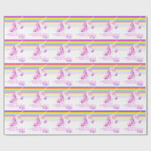 Eenhoorn regenboog gepersonaliseerde nieuwe baby p cadeaupapier (Vlak)