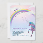 Eenhoorn Regenboog Glitter Sterren Magische Verjaa Kaart (Voorkant)