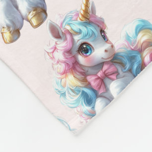 Eenhoorn Regenboog Haar Blauwe Ogen Gouden Hoorn Fleece Deken