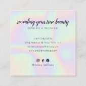 Eenhoorn regenboog holografische moderne make-up a vierkante visitekaartje (Achterkant)