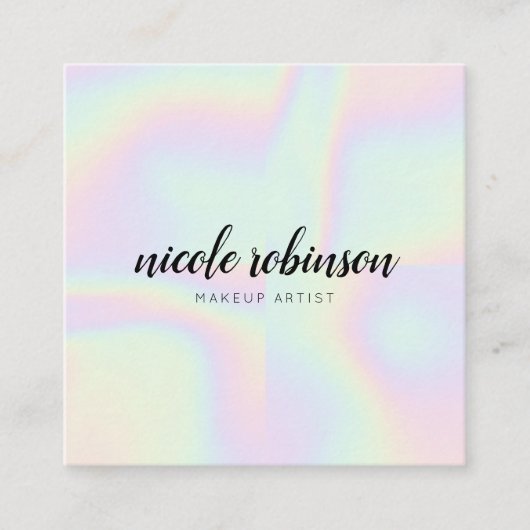 Eenhoorn regenboog holografische moderne make-up a vierkante visitekaartje (Voorkant)