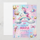Eenhoorn Regenboog Magische dag Verjaardagsfeest Kaart (Voorkant / Achterkant)