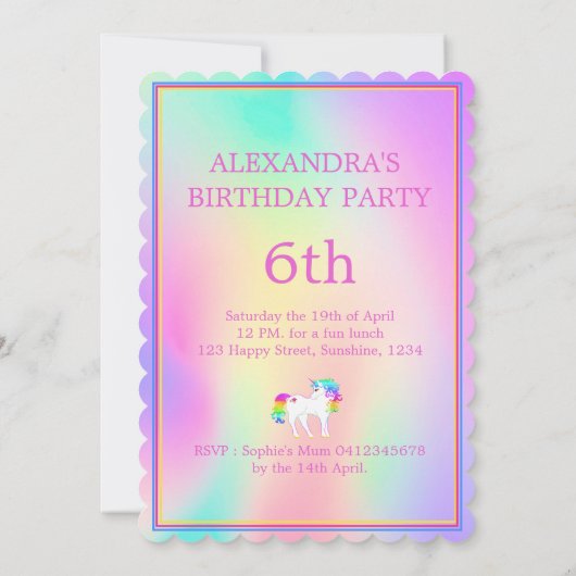 Eenhoorn Regenboog Magische Kleurrijke Leuke Verja Kaart (Achterkant)