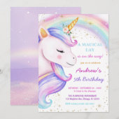 Eenhoorn Regenboog Magische Verjaardag Party Meisj Kaart (Voorkant / Achterkant)