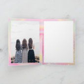 Eenhoorn regenboog marmer glitter verjaardag foto  kaart (Binnen)