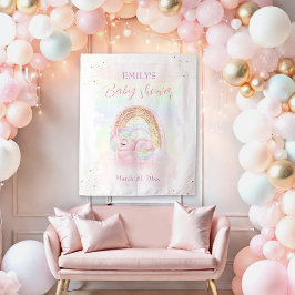 Eenhoorn Regenboog Meisje Baby shower Achtergrond Wandkleed