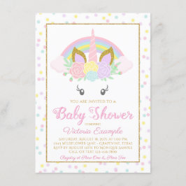 Eenhoorn Regenboog Meisje Baby Shower Uitnodiginge Kaart
