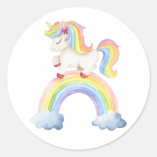Eenhoorn Regenboog Ronde Sticker (Voorkant)