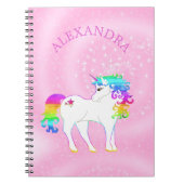 Eenhoorn Regenboog Roze Cute Aangepast Notitieboek (Voorkant)