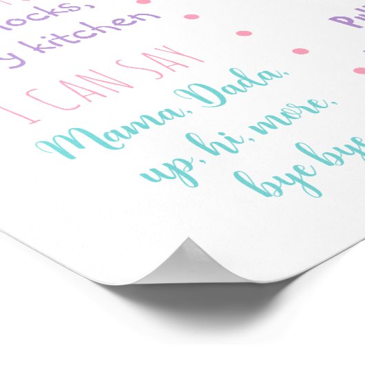 Eenhoorn Regenboog Roze Goud Eerste Verjaardag Mil Poster (Hoek)