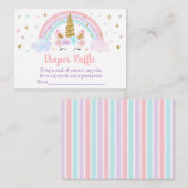 Eenhoorn Regenboog Roze Gouden Baby Luier Raffle Informatiekaartje (Voorkant / Achterkant)