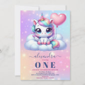 Eenhoorn Regenboog Sparkles Goud 1e Verjaardag Kaart (Voorkant)