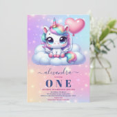 Eenhoorn Regenboog Sparkles Goud 1e Verjaardag Kaart (Staand voorkant)