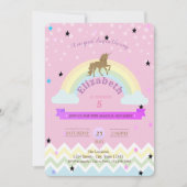 Eenhoorn, Regenboog Sterren, Zigzag Geboortedinlad Kaart (Voorkant)