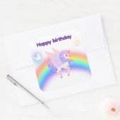 Eenhoorn Regenboog Verjaardags Uitnodiging Sticker (Envelop)