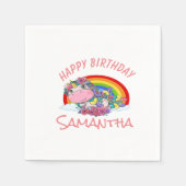 Eenhoorn regenboog verjaardagsfeestje servet (Voorkant)