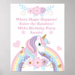 Eénhoorn Regenboog Verjaardagsposter Bewerkbaar Poster